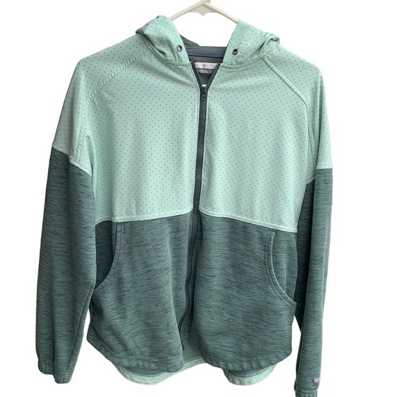 Columbia Full Zip Hoodie Long Sleeve Jacket 2 Tone Green Medium - Picture 1 of 5